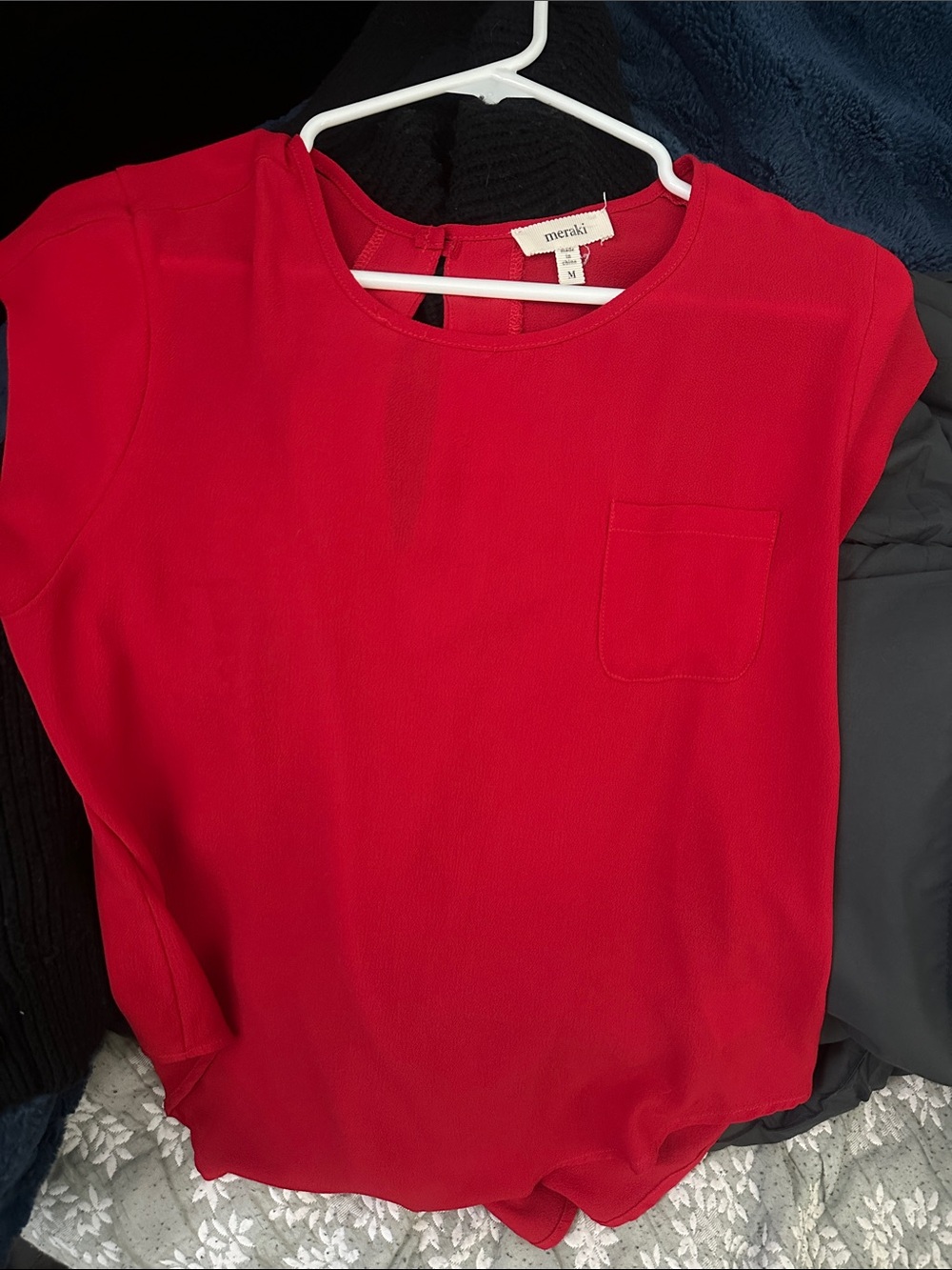 meraki Red Short Sleeve Pocket Tee